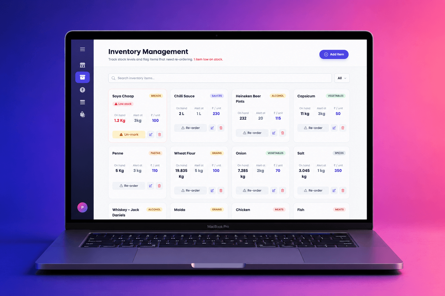 Inventory management on laptop